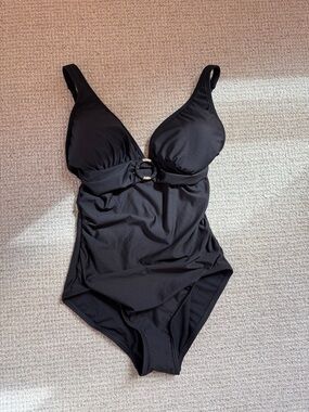 MICHAEL Michael Kors Black One-Piece Swimsuit with Ring Accent
